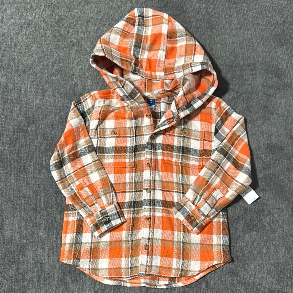 Orange Plaid Shacket buttoned NWT